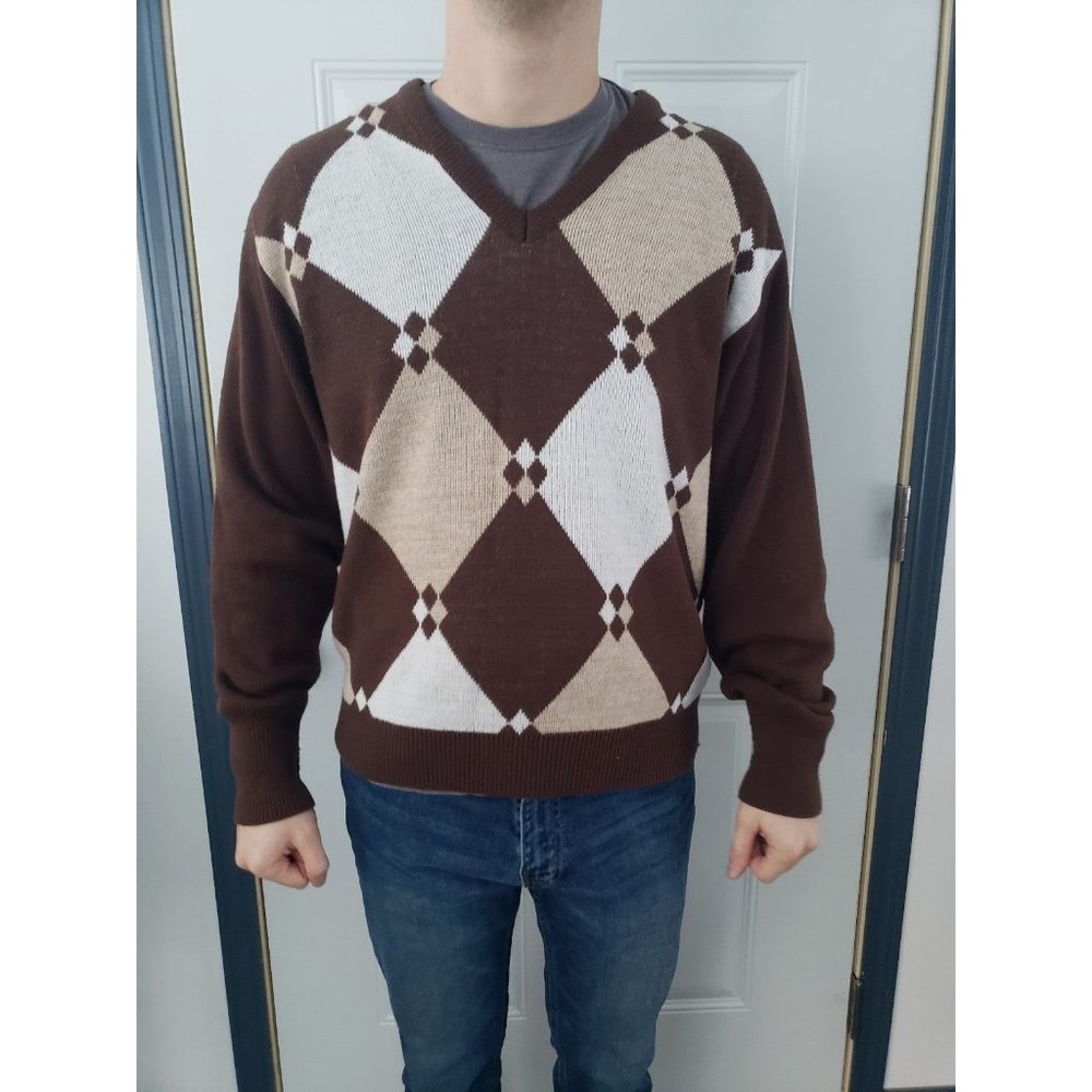 80s Brown, White, and‎ Tan Sweater